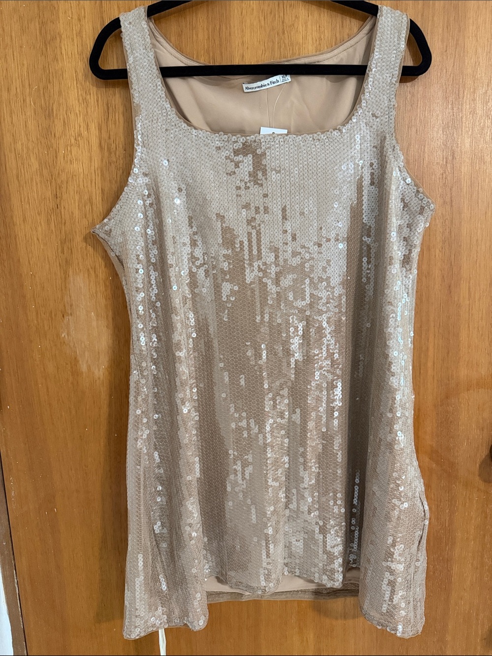 Abercrombie & Fitch Beige Sequin Mini Dress